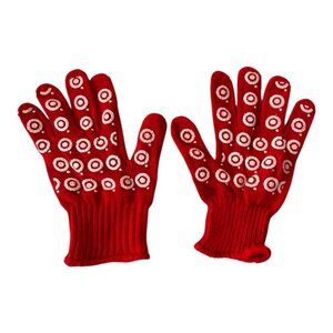 Vintage Target Promotional Red Knit Gripper Gloves White Dot Unused